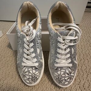 Betsey Johnson Silver and White Fashion Sneakers